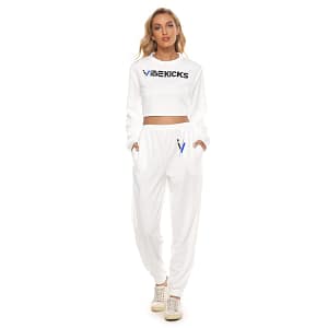 IVibeKicks Women's Crop Sweatshirt Suit - White